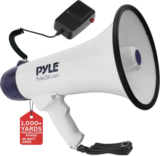 Portable PA Megaphone Speaker 40W Rechargeable Battery Siren Mode