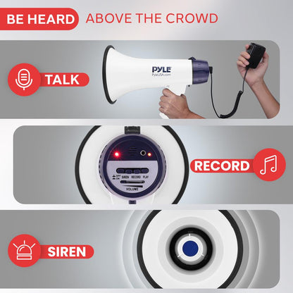 Portable PA Megaphone Speaker 40W Rechargeable Battery Siren Mode