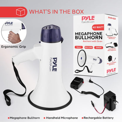 Portable PA Megaphone Speaker 40W Rechargeable Battery Siren Mode