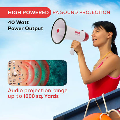 Megaphone Speaker 1000-Yard Range Rechargeable Battery 40W