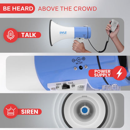 Megaphone Speaker - Pa Bullhorn With Siren Alarm Mode & Adjustable Volume Control.