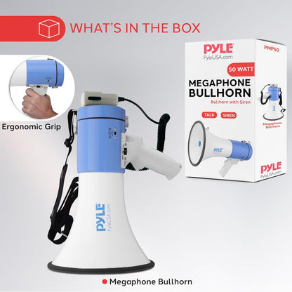 Megaphone Speaker - Pa Bullhorn With Siren Alarm Mode & Adjustable Volume Control.