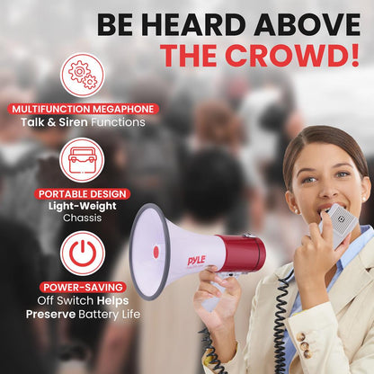 Bluetooth Megaphone - Pa Megaphone Bullhorn Speaker With Wireless Audio Streaming, Wired Microphone, Mp3/Usb/Sd/Aux