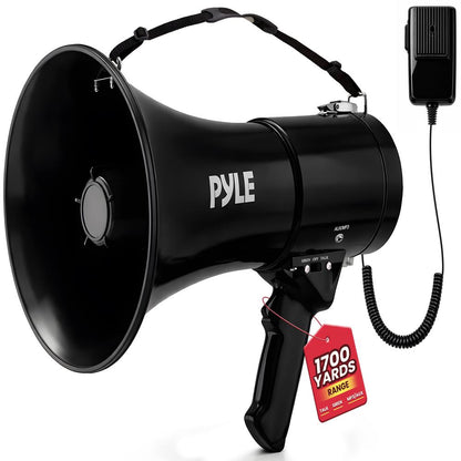 50W Megaphone Speaker with Siren, AUX Input, Handheld Mic, 1700' Range