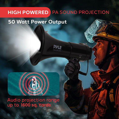 Megaphone Speaker With Built-In Rechargeable Battery, Led Lights, Siren Alarm Mode & Adjustable Volume Control