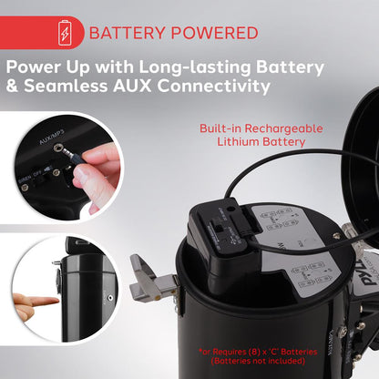 Megaphone Speaker With Built-In Rechargeable Battery, Led Lights, Siren Alarm Mode & Adjustable Volume Control