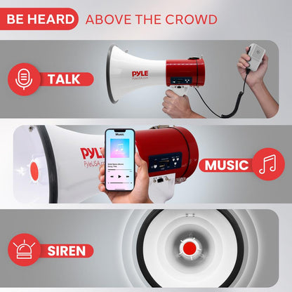 Megaphone 50W Siren Bullhorn Rechargeable Battery Portable Speaker