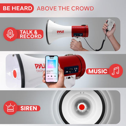Megaphone 50W Siren Bullhorn Rechargeable Battery Portable Speaker