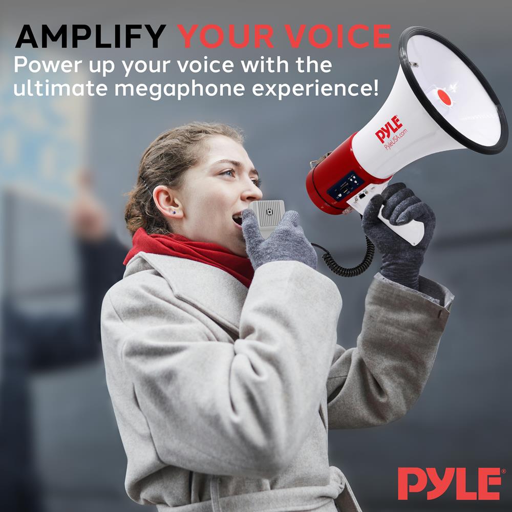 Megaphone 50W Siren Bullhorn Rechargeable Battery Portable Speaker