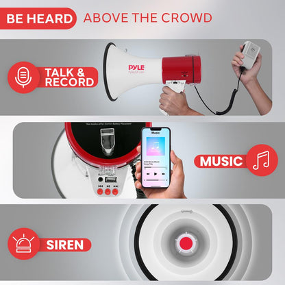 Megaphone Speaker 50W Loud Sound USB/MP3/Aux Input Handheld Mic