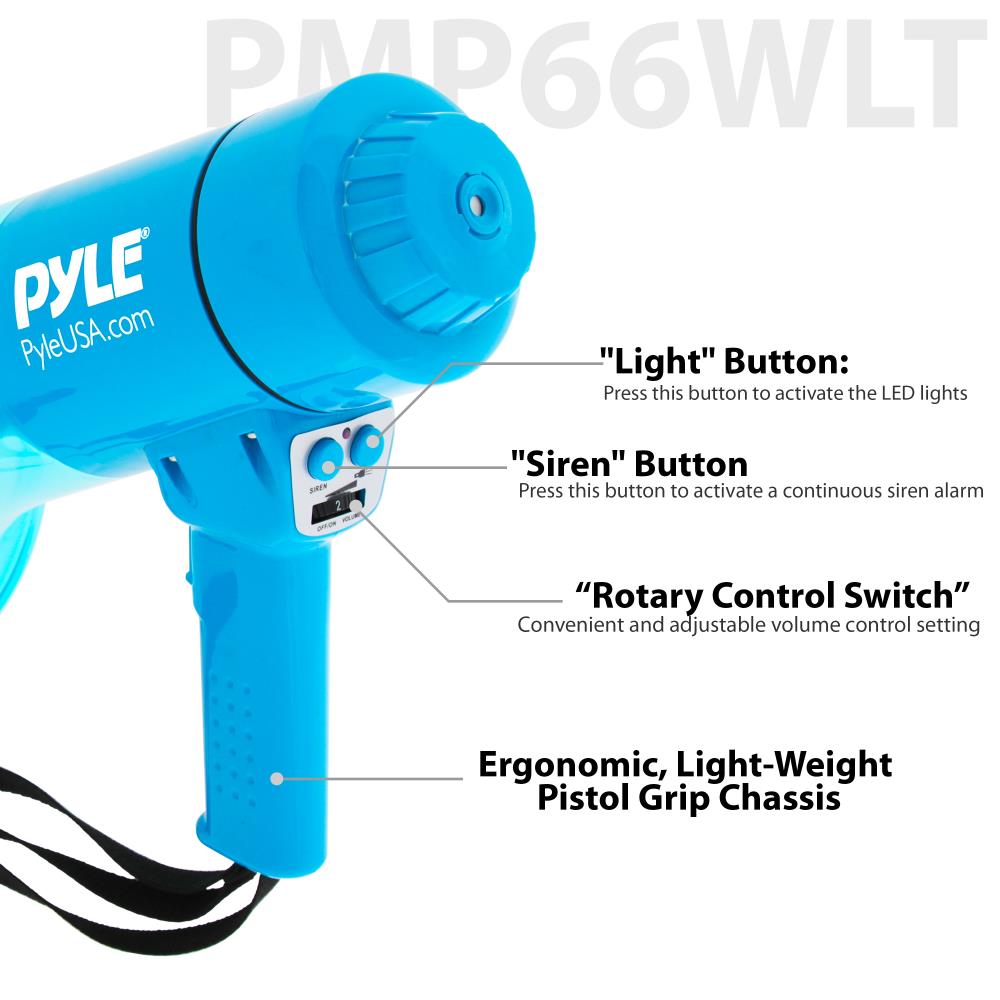 Portable Waterproof Megaphone 40W Siren Alarm LED Light – Pyle USA