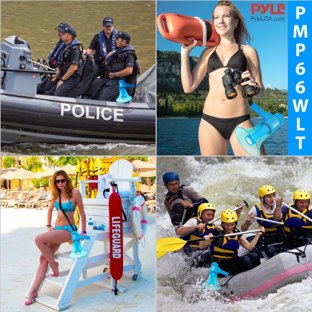 Portable Waterproof Megaphone 40W Siren Alarm LED Light – Pyle USA