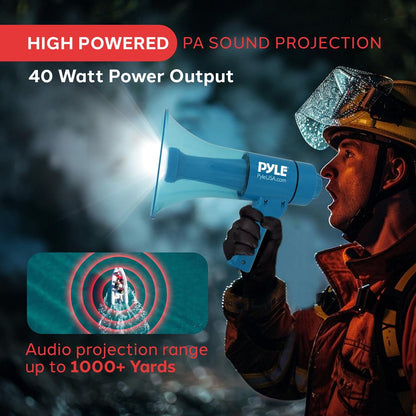 Portable Waterproof Megaphone 40W Siren Alarm LED Light