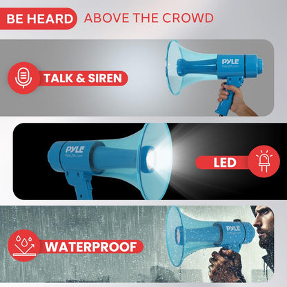 Portable Waterproof Megaphone 40W Siren Alarm LED Light