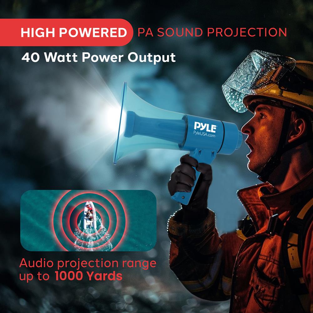 Waterproof Megaphone 40W Rechargeable LED Light Weatherproof