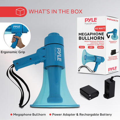 Waterproof Megaphone 40W Rechargeable LED Light Weatherproof Design