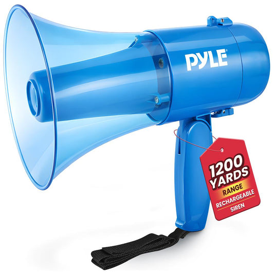 Megaphone Siren Bullhorn Speaker, Portable And Lightweight Automatic Bullhorn For Indoor And Outdoor Use (Transparent Blue)