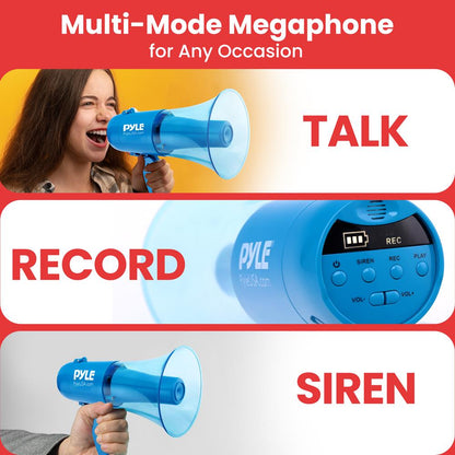 Megaphone Siren Bullhorn Speaker, Portable And Lightweight Automatic Bullhorn For Indoor And Outdoor Use (Transparent Blue)