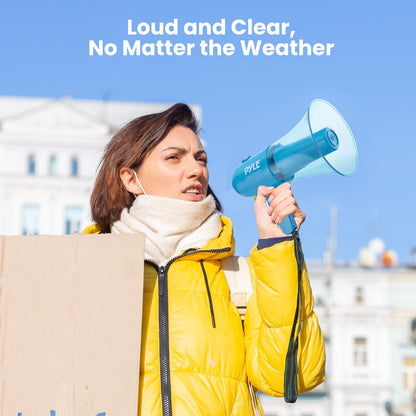 Megaphone Siren Bullhorn Speaker, Portable And Lightweight Automatic Bullhorn For Indoor And Outdoor Use (Transparent Blue)