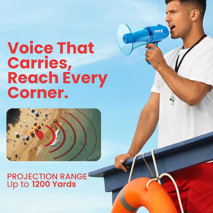 Megaphone Siren Bullhorn Speaker, Portable And Lightweight Automatic Bullhorn For Indoor And Outdoor Use (Transparent Blue)