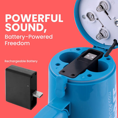 Megaphone Siren Bullhorn Speaker, Portable And Lightweight Automatic Bullhorn For Indoor And Outdoor Use (Transparent Blue)