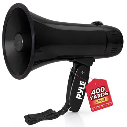 20W Megaphone Bullhorn - 400 Yd Range, Aux Input, Siren, Portable