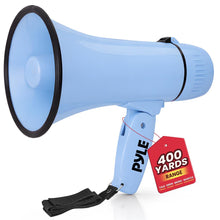 20W Megaphone Bullhorn - 400 Yd Range, Aux Input, Siren, Blue