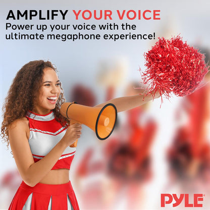 Megaphone Bullhorn 20W, 400-Yard Range, Aux Input, Orange