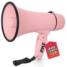 20W Megaphone Bullhorn - 400 Yd Range, Aux Input, Pink