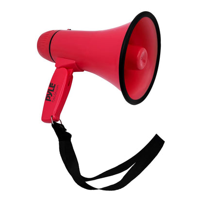 20W Megaphone Bullhorn - 400 Yard Range, Aux Input, Red