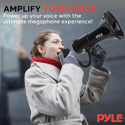 50W Megaphone Bullhorn - Loud Projection, Aux Input, Portable, Siren Function