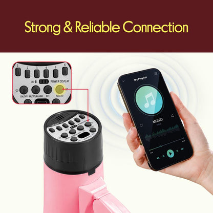 Pyle 30W Rechargeable Megaphone With Talk Mode, Voice Changer, Recording, Bluetooth, And Usb-C Charging – Perfect For Events And Announcements (Light Pink)