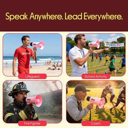 Pyle 30W Rechargeable Megaphone With Talk Mode, Voice Changer, Recording, Bluetooth, And Usb-C Charging – Perfect For Events And Announcements (Light Pink)