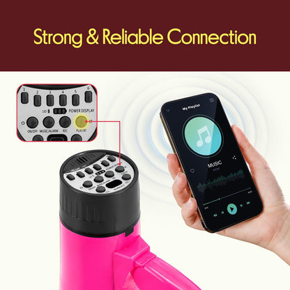 Pyle 30W Rechargeable Megaphone With Voice Changer, Bluetooth, Siren, And Usb-C Charging – Perfect For Events And Announcements (Pink)