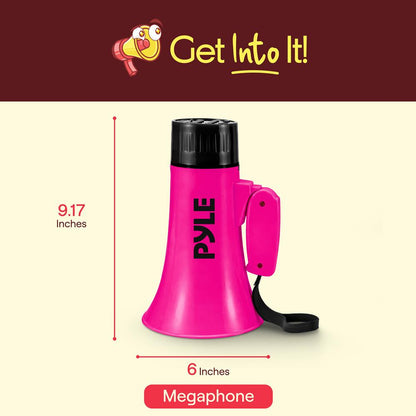 Pyle 30W Rechargeable Megaphone With Voice Changer, Bluetooth, Siren, And Usb-C Charging – Perfect For Events And Announcements (Pink)