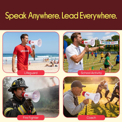 Pyle 30W Rechargeable Megaphone With Voice Changer, Bluetooth, Siren, And Usb-C Charging – Perfect For Events And Announcements (Red)