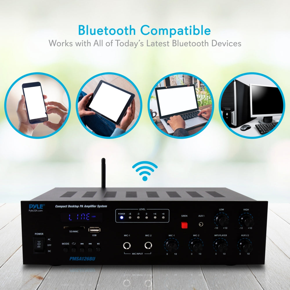 Wireless Bluetooth PA Amplifier 500W Compact Audio System w/ Mic