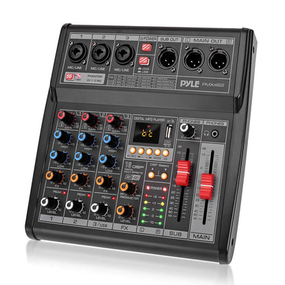 3-Channel DJ Audio Mixer - 16 DSP Effects, USB Interface, Phantom Power