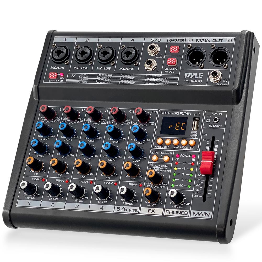 Bluetooth DJ Mixer 6-Channel USB Interface 16 DSP Effects – Pyle USA