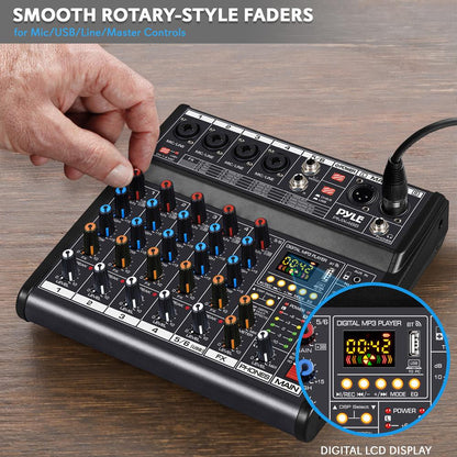 Bluetooth DJ Mixer 6-Channel USB Interface 16 DSP Effects
