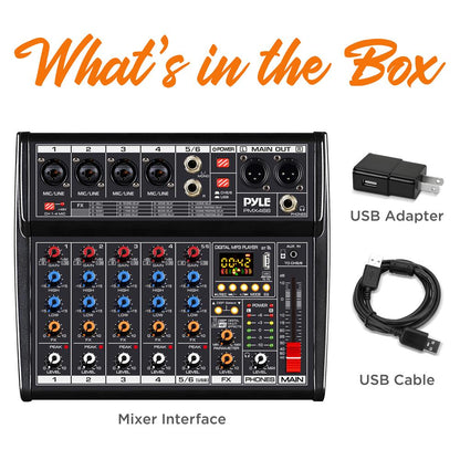 Bluetooth DJ Mixer 6-Channel USB Interface 16 DSP Effects