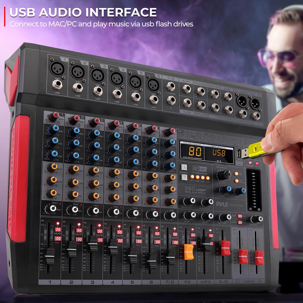 8-Channel Audio Mixer, Wireless Streaming, 380 DSP Effects, USB