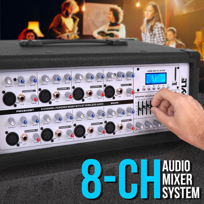 800W Bluetooth Stage Mixer - Pro Audio Sound, MP3/USB/SD, LCD Display