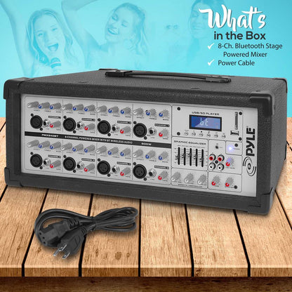 Pyle 8-Channel Wireless Bluetooth Power Amplifier - Black Pyle 8-Channel Wireless Bluetooth Power Amplifier - Black