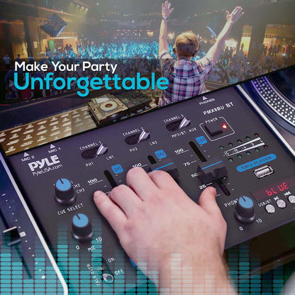 Professional 3-Channel Wireless DJ Mixer with Bluetooth, USB, and