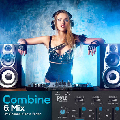 Professional 3-Channel Wireless DJ Mixer with Bluetooth, USB, and