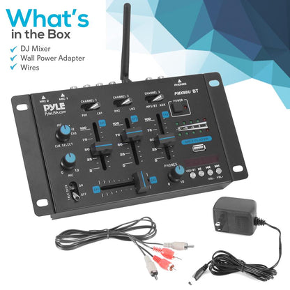 Professional 3-Channel Wireless DJ Mixer with Bluetooth, USB, and