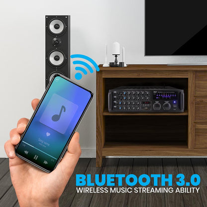 2000W Bluetooth Mixing Amplifier, Karaoke/PA, USB/SD, Rack Mountable