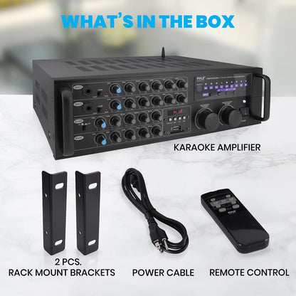 2000W Bluetooth Mixing Amplifier, Karaoke/PA, USB/SD, Rack Mountable