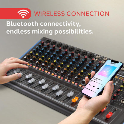 12-Channel Bluetooth Studio Mixer - USB Recording, 7-Band EQ, 48V Power